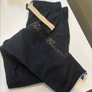 Eddie Bauer Black Cargo Pants with Cream Waist Tie